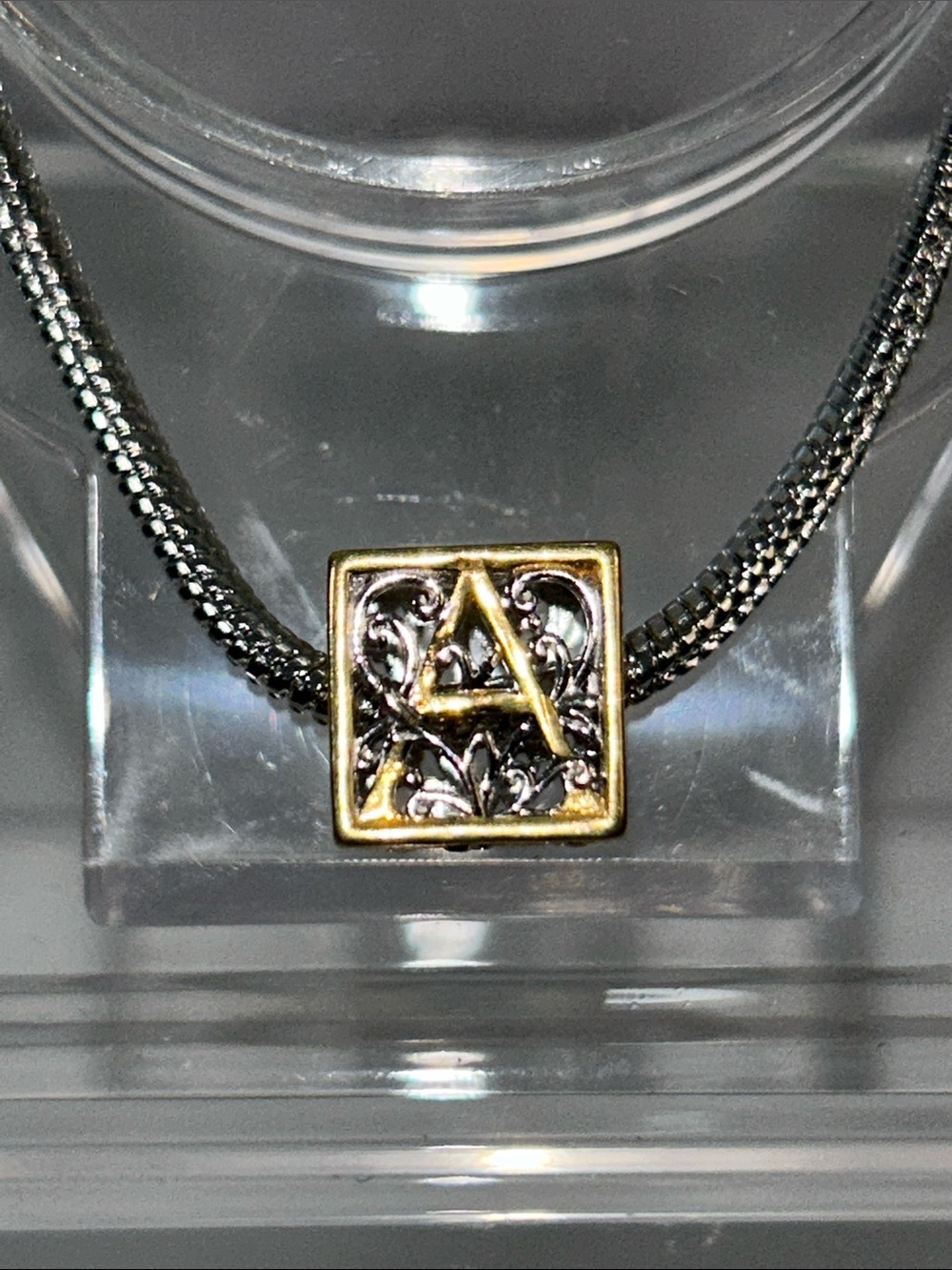 NWOT Gems En Vogue Palladium 18k Initial A Euro Pandora Style Cube Charm